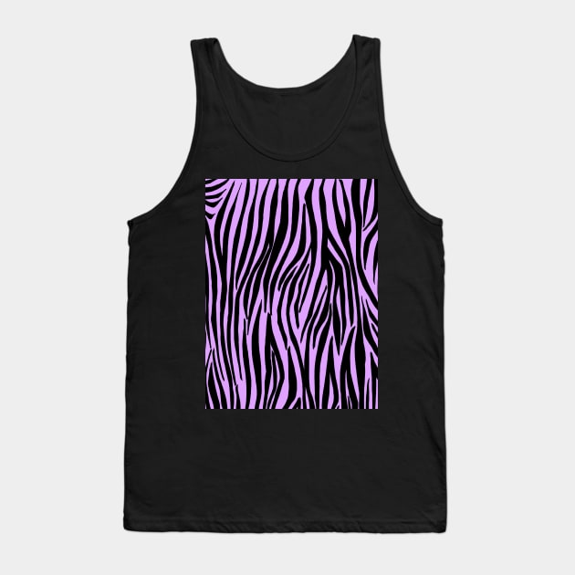 Zebra Stripes in Black and Lilac Purple Tank Top by OneThreeSix